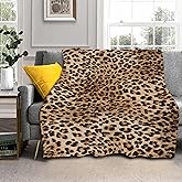 Leopard Print Blanket 50"x40" Cheetah Pattern Design Throw Blanket Animal Print Lightweight Warm Soft Blanket Farmhouse Seasonal Decor for Home Living Room Sofa Couch Bed