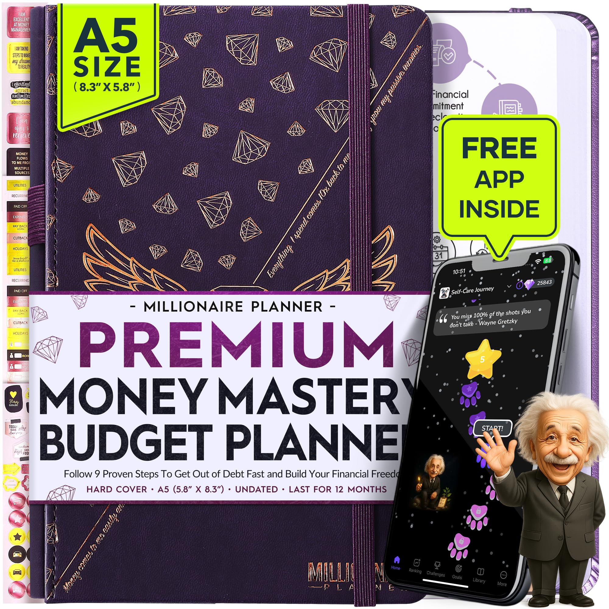 Budget Planner and Monthly Bill Organizer - Finance Planner, 12-Month Journey to Financial Freedom | Bill Payment Tracker Monthly Organizer, Money Saving & Expense Tracker | Undated Budgeting Journal