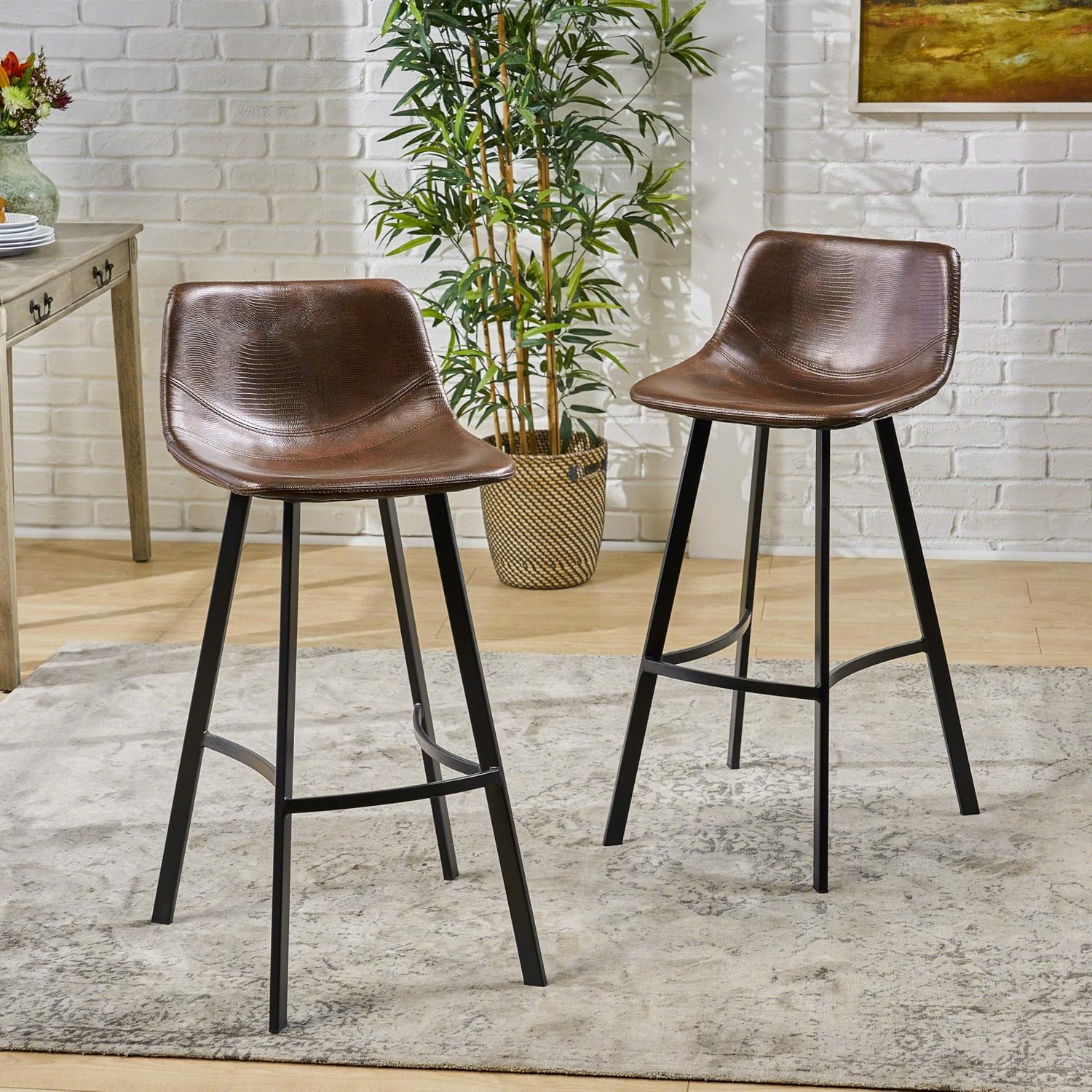 Christopher Knight Home Dax Barstools, 2-Pcs Set, Snake Skin Brown: Furniture & Decor