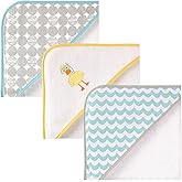 Luvable Friends Unisex Baby Cotton Terry Hooded Towels, Scuba Duck, One Size