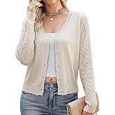AGSEEM Women's Long Sleeve V-Neck Button Down Cardigan Knit Shrugs Sweater