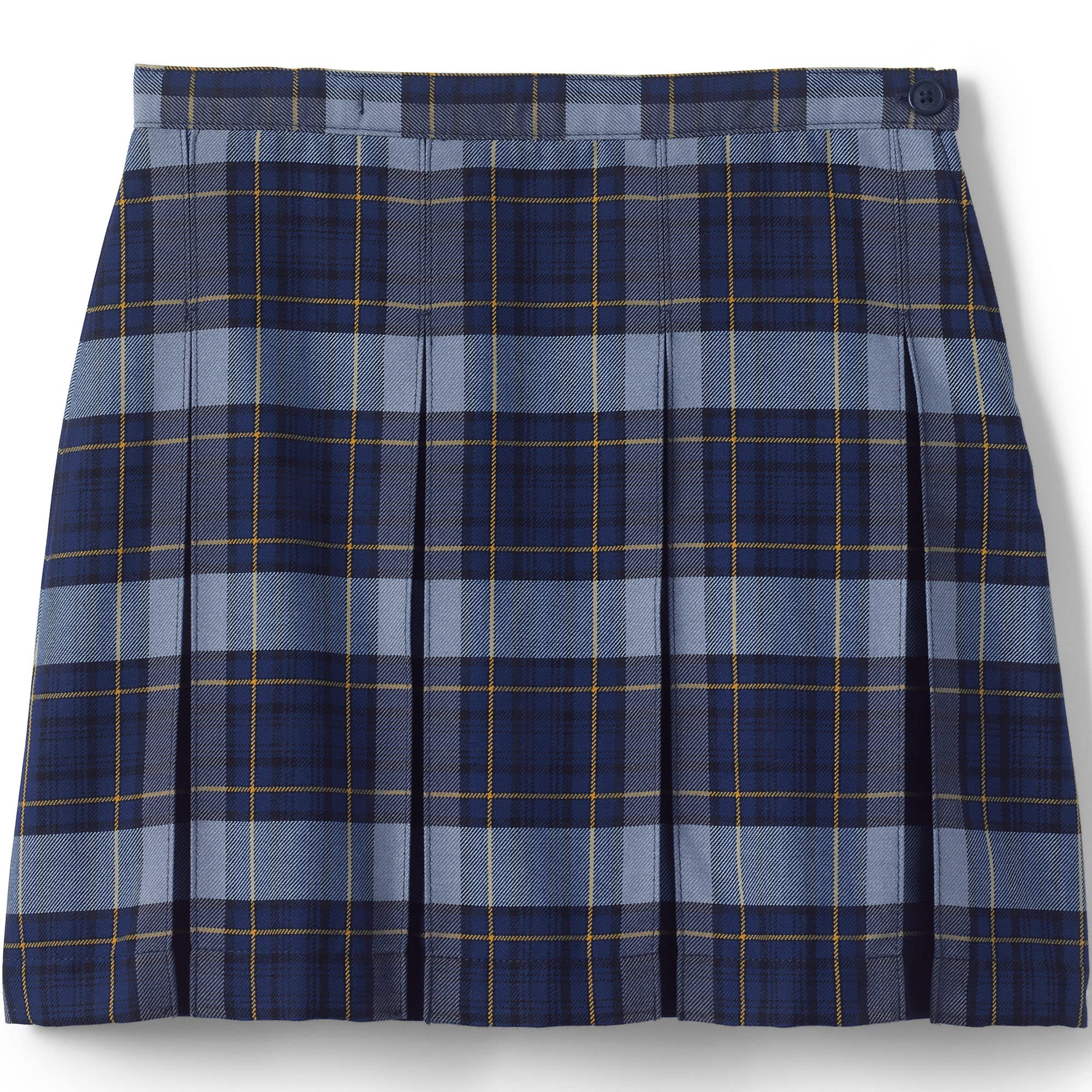 Photo 1 of Lands' End Uniform Plaid Box Pleat Skirt Top of The Knee Classic Navy Plaid Kids 12
