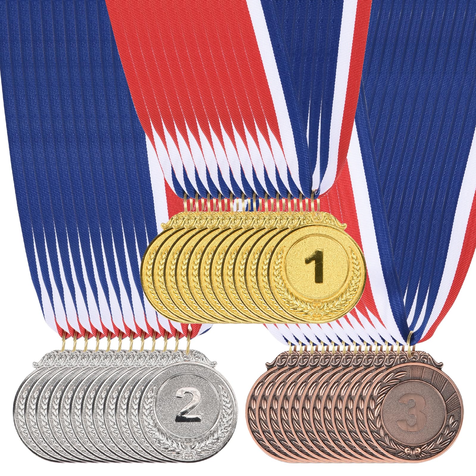 PATIKIL 36 Pieces Gold Silver Bronze Award Medals, 2-Inch Award Medals 1st 2nd 3rd Prizes with Ribbon for Team Games Sports Competitions