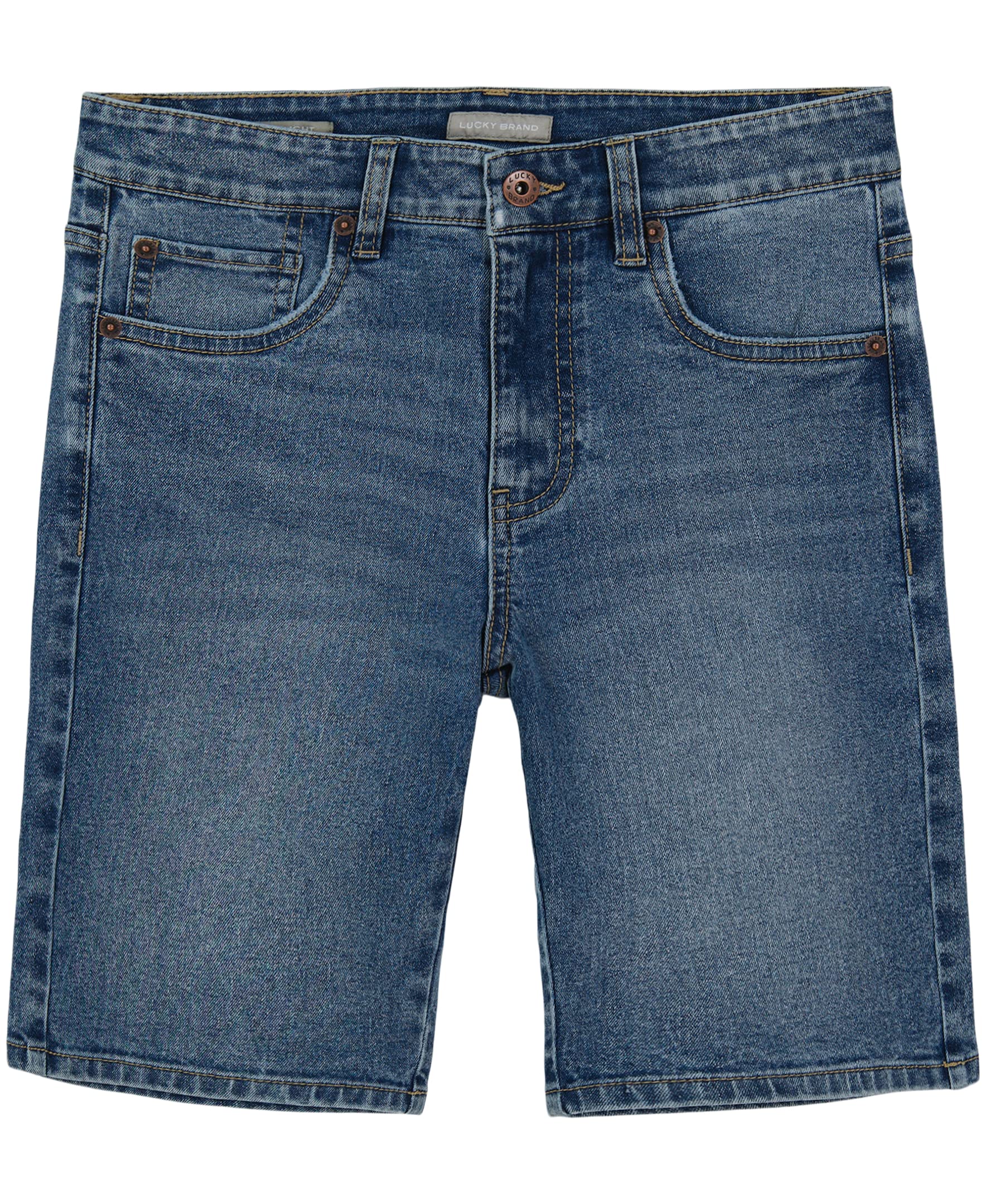 Lucky Brand Boys’ Classic Fit Denim Shorts, 5-Pocket Style, Zipper Fly & Button Closure, Bluster, 8