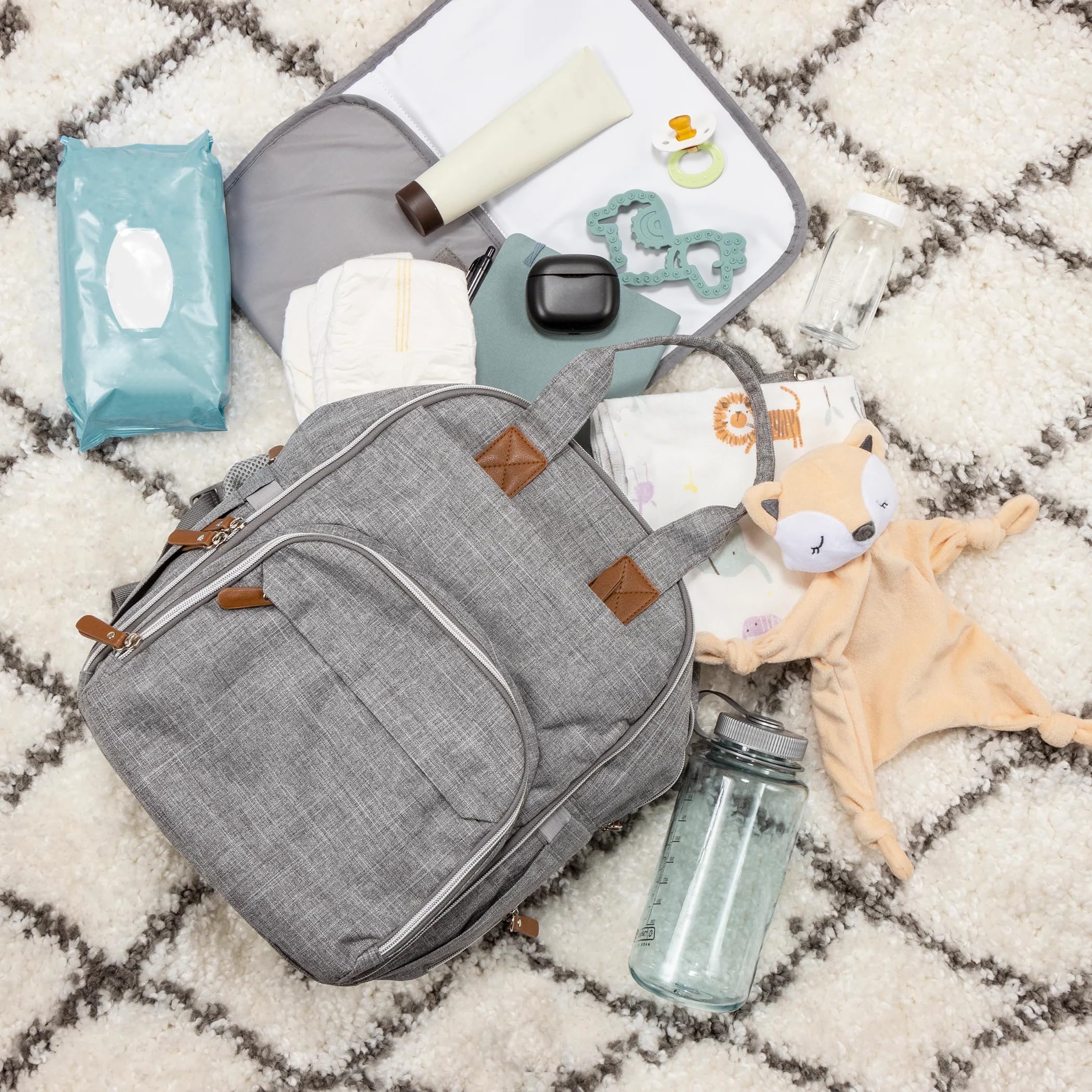 Trend Lab Diaper Bag Backpack Baby Bag Organizer with Removable Changing Station Pad, Includes Zipper Opening for Baby Wipes and Insulated Pockets for Bottles