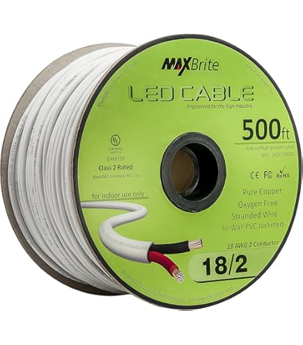 18 Gauge 5 Conductor Wire Audio Power Cable Speaker Wire (Red & Black & Yellow & White & Green) 25ft - View #7