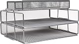 EXERZ Paper Sorters 2pcs with Accessory Tray Desk Organiser Mesh Metal 2 Layer view 6