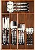 Chef Essential Bamboo Utility Drawer Organizer, Kitchen Silverware tray, 5-Compartment, Your Drawer Will Look Super Neat with This Bamboo Divider, Great Gift Idea for Your Loved One.