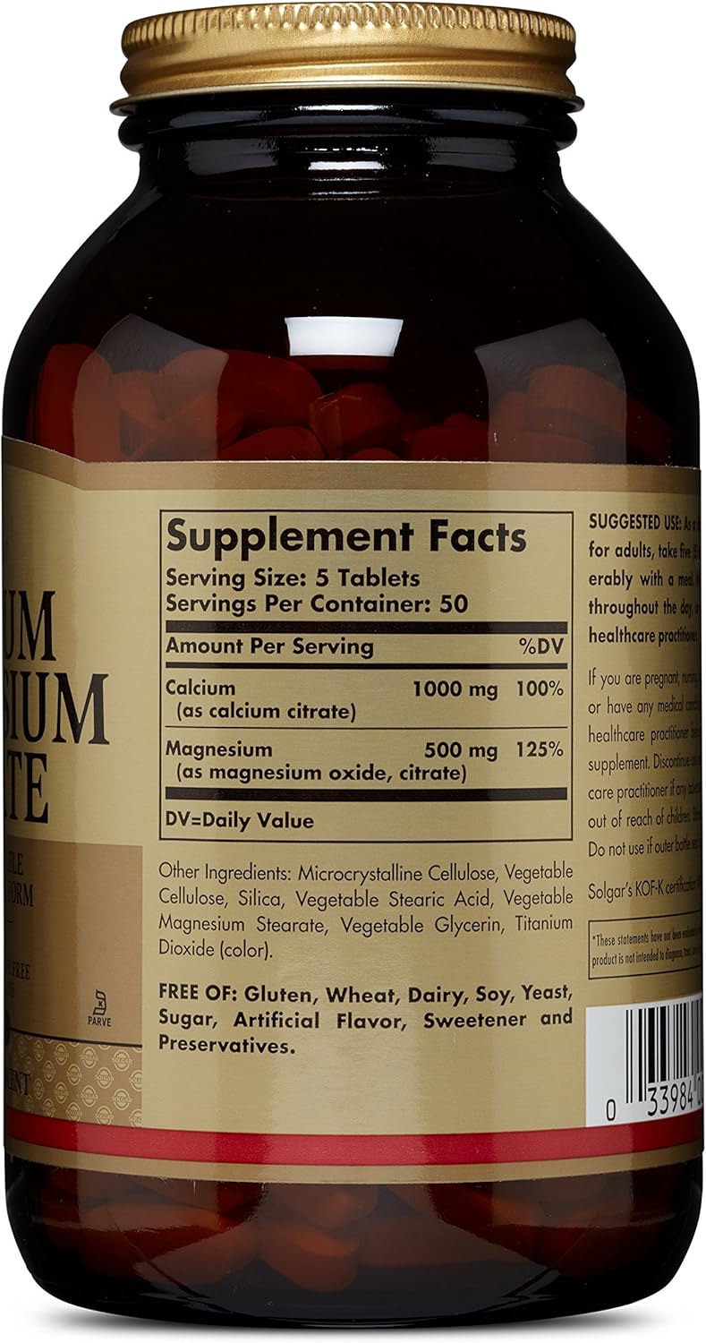 Solgar – Calcium Magnesium Citrate, 250 Tablets: Health & Personal Care
