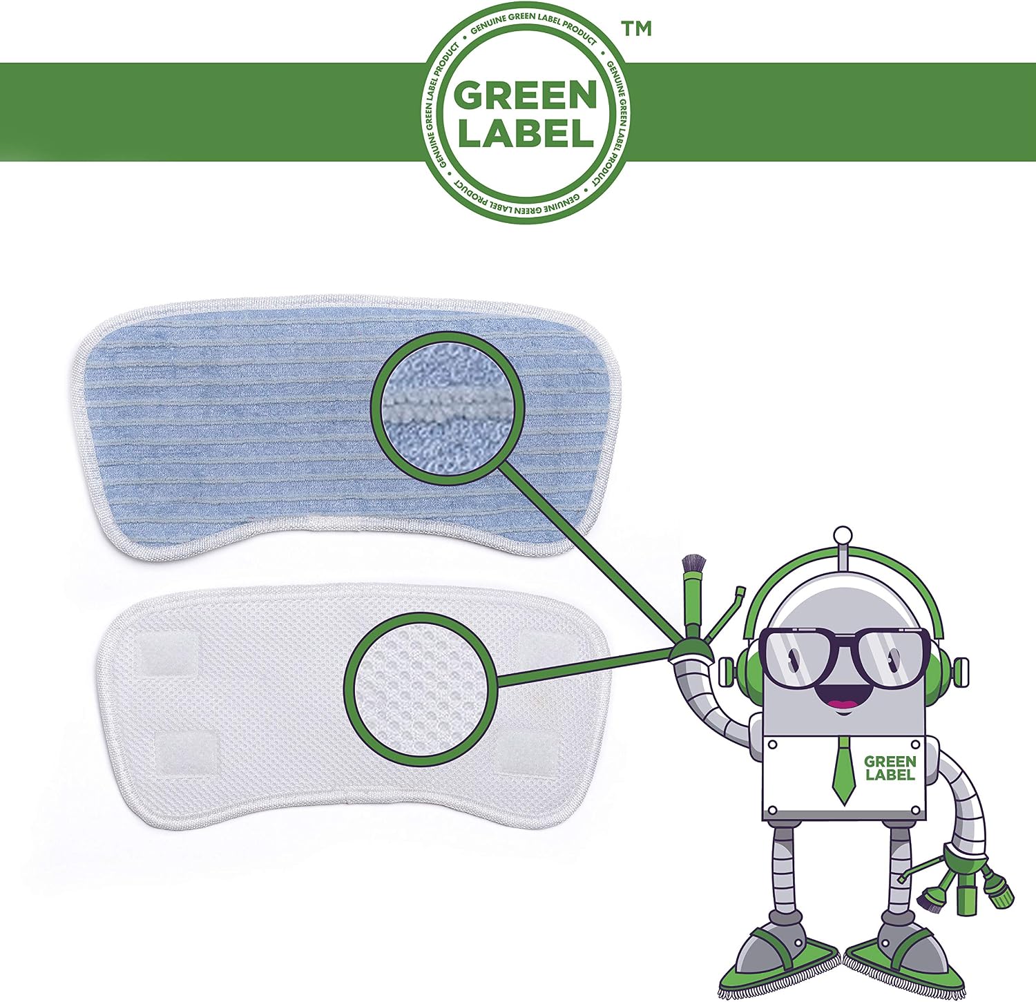 Green Label 2 Pack for Hoover SSS1500 SteamJet Express Steam Mop Replacement Cleaning Pads (compares to AC25, 35601390) - Image 4