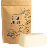 Refined Shea Butter - 100% Pure Unscented African Shea Butter, 1 lb Block | Naturally refined white shea butter for dry skin, face, hair and scalp. Ideal for DIY body butter, lip balm and soap making.