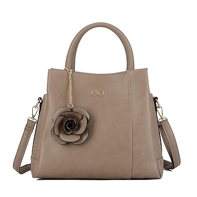 E2O Solid Beige Satchel With Long Belt