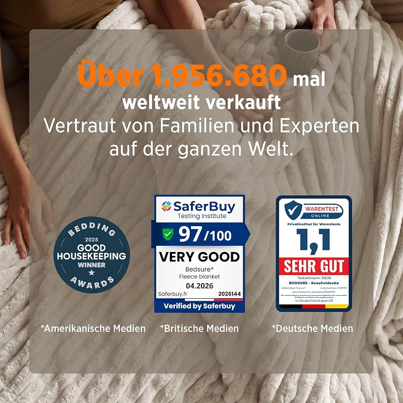 Kuscheldecke 150x200 Zimmer Deko - Tagesdecke, Beige