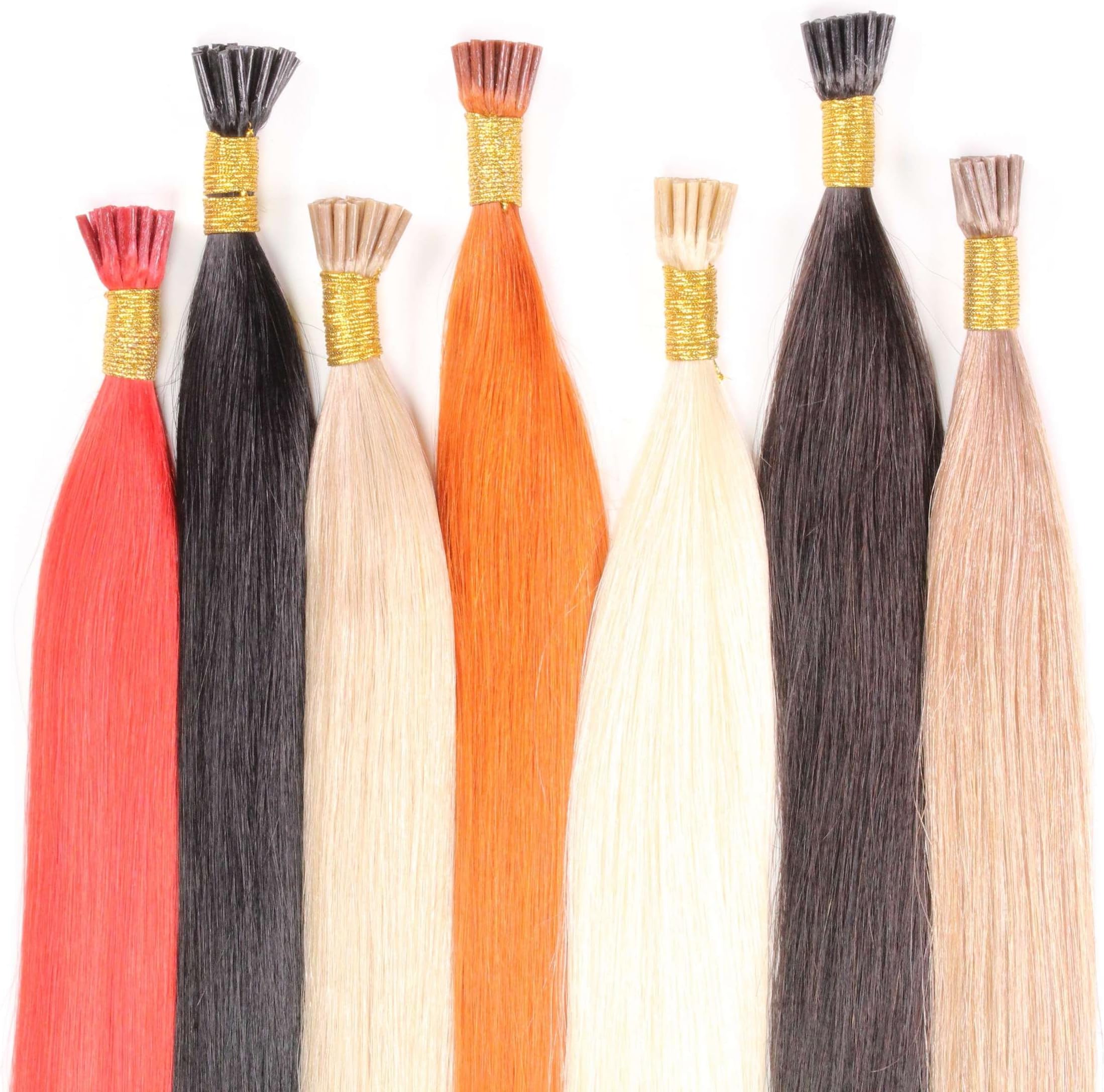 150 x 1g Pre Bonded I-Tip Stick Extensions – 20“, colour #pink, straight - real human pre-bonded microring hair extensions bead