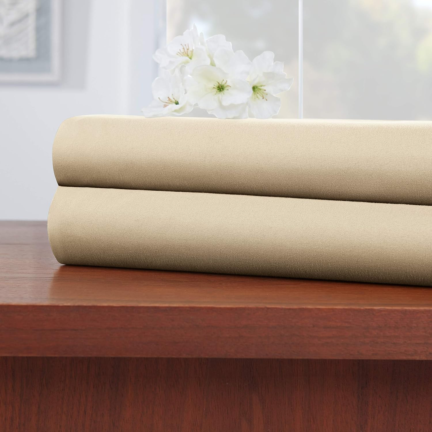 Premium Flat Sheets – 2-Pack “110 GSM” Top Bed Sheets Double Brushed Microfiber Thick and Comfortable Flat Sheets Set, Luxurious & Soft Hotel Hypoallergenic, King, Cream Beige: Home & Kitchen