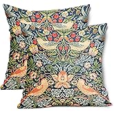 aportt Chinoiserie Blue Sage Green Teal Pimpernel Pillow Covers 20X20 in Set of 2 Colorful Floral Bird Red Strawberry Pillow Cases Vintage Flower Throw Pillowcases Home Decor
