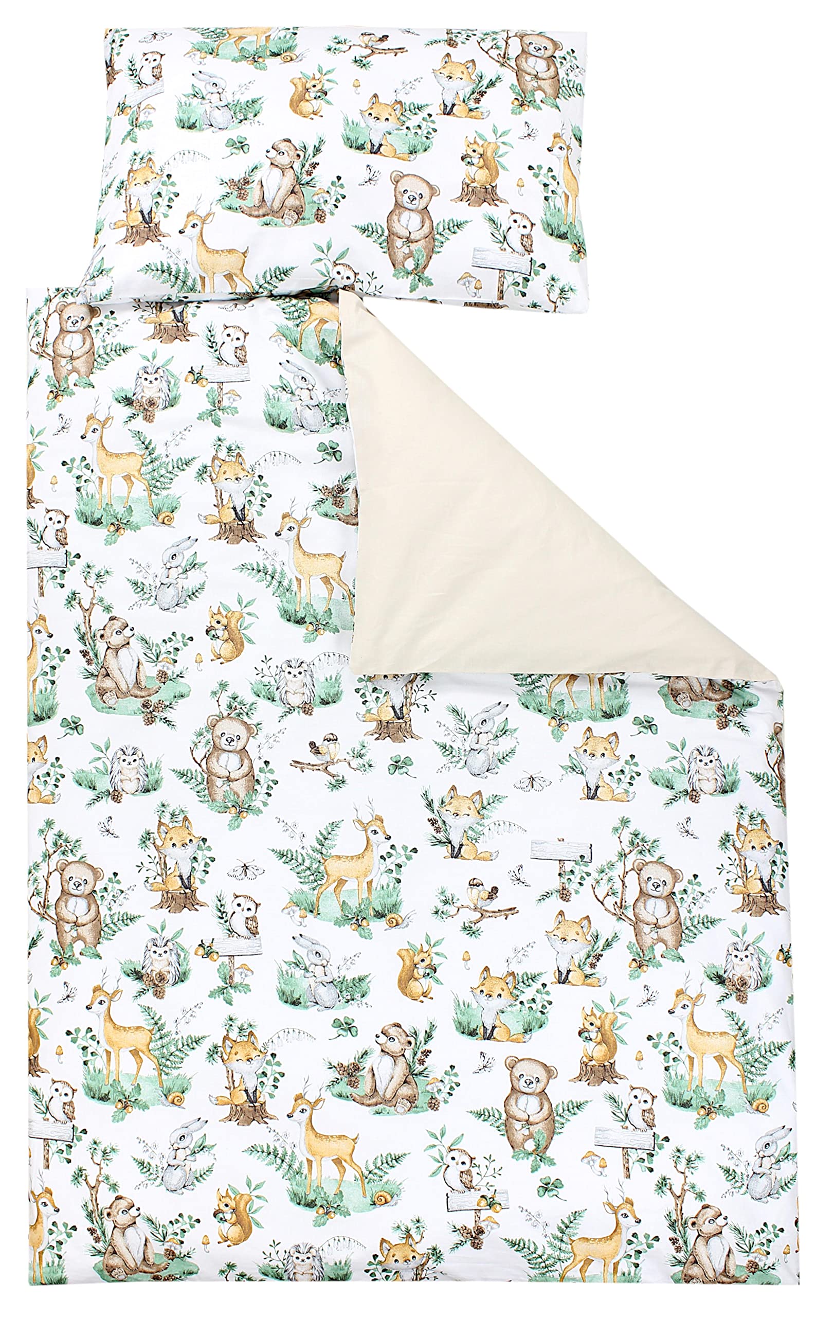 TupTam Children Bedding Set Duvet Cover Pillowcase Two-Sided, animals with leaves, 135x100 cm