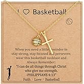 Gnamy Softball/Volleyball/Basketball/Soccer Necklace for Teen Girls Women, Gold/Silver Cross Pendant Sport Accessories Valentines Christian Religious Jewelry Gifts for Teens Kids Lovers