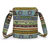 OPQRSTU Women's Retro Small Size Canvas Shoulder Bag Hippie Boho Crossbody Handbag