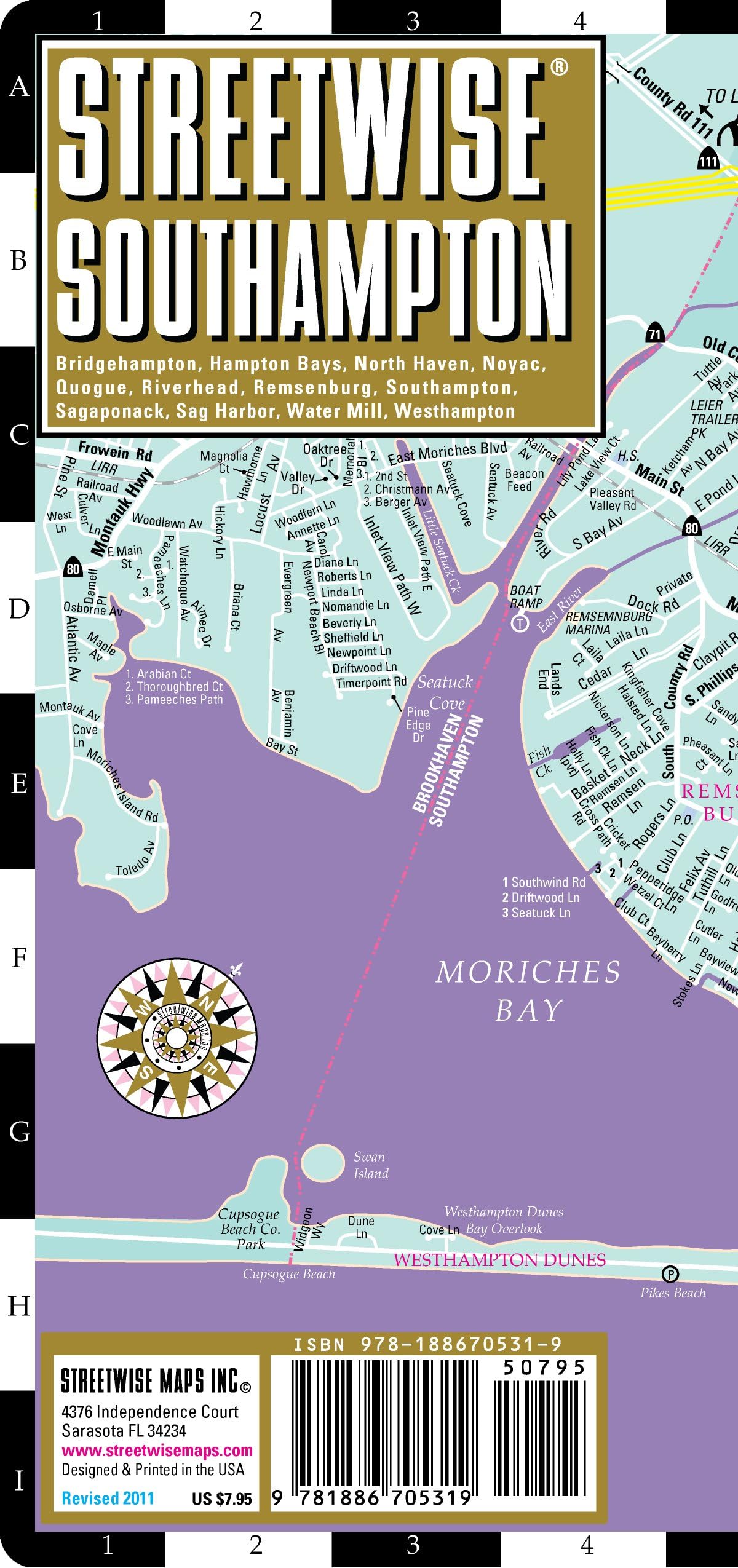 Streetwise Southampton Map - Laminated City Street Map of Southampton, New York