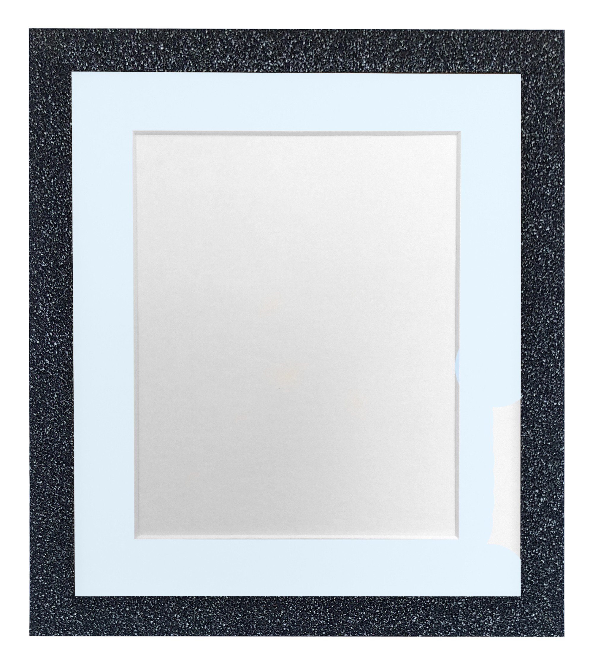 FRAMES BY POST Glitz Charcoal Picture Photo Frame with Blue Mount A4 Image Size 9 x 6 Inch Plastic Glass