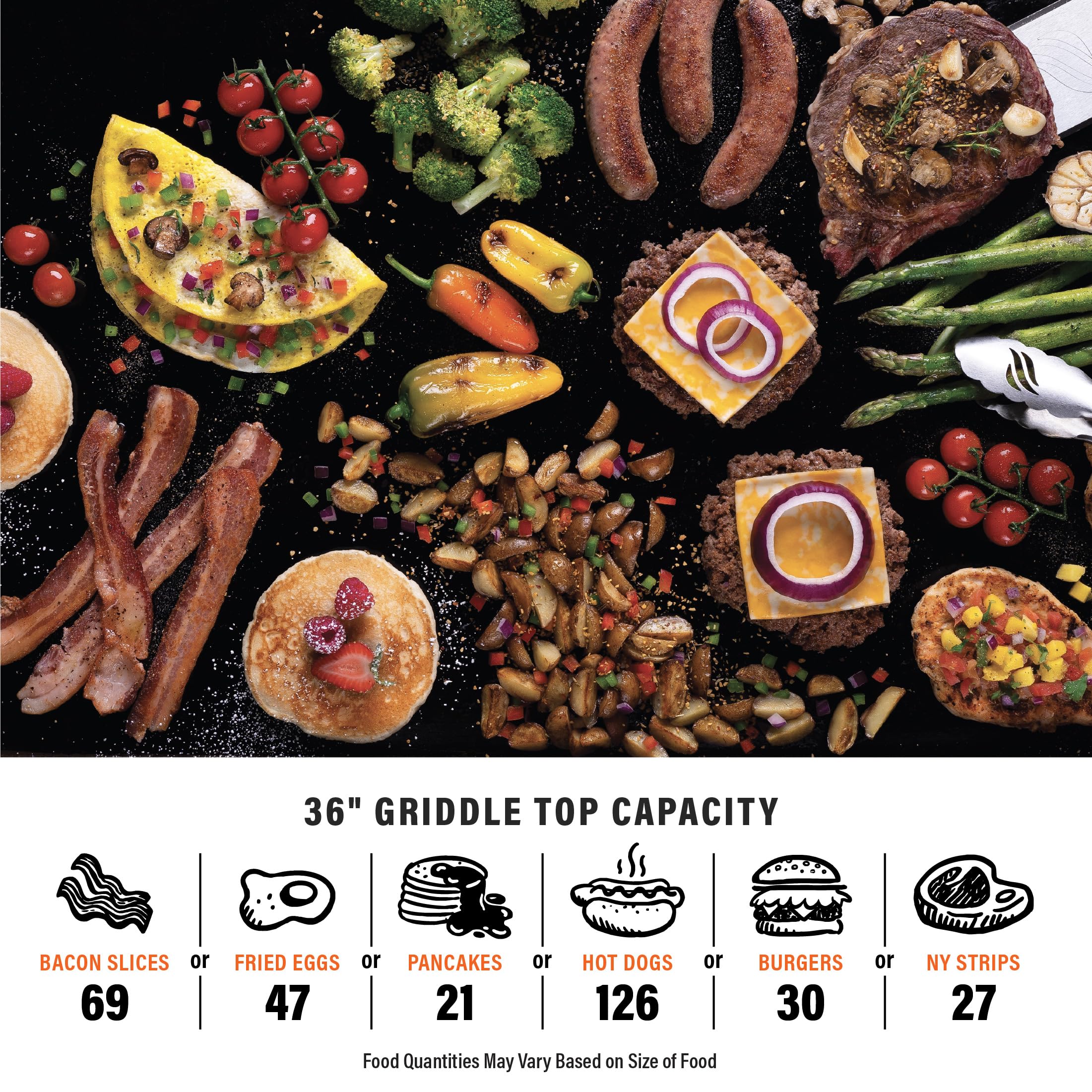 Blackstone 1554 36” Omnivore Griddle with Folding Side Shelves, Powder Coated Steel, Black