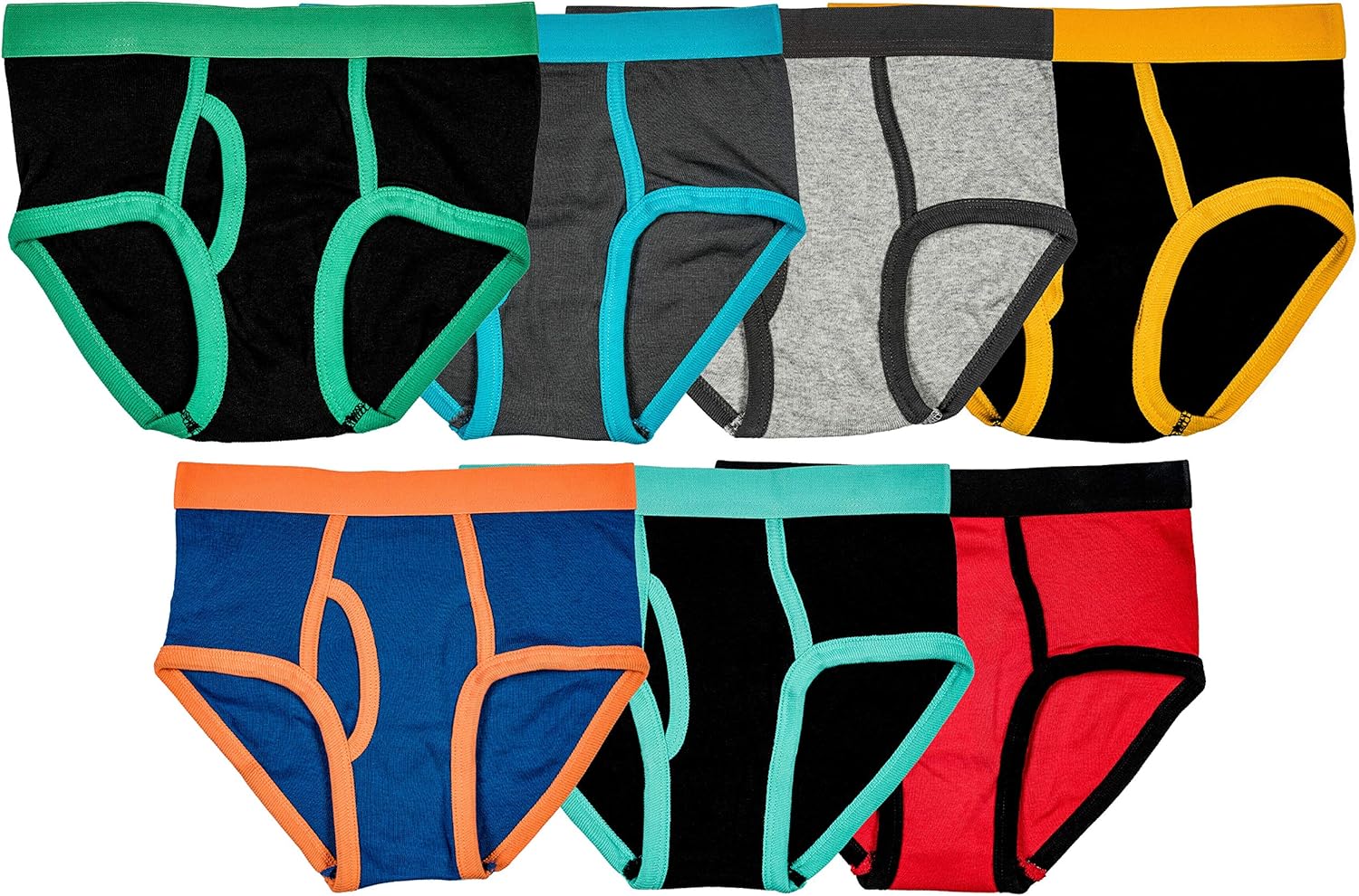 Trimfit Boys Soft Cotton Colorful Briefs Pack of 7 Kids Underwear: Clothing