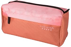 Five Star Pencil Pouch, Pen Case, 9-Pocket Zipper Pouch, Storage Organizer for School Supplies Earbuds Chargers Cables Makeup, Pink/Terracotta (500213F-ECM)