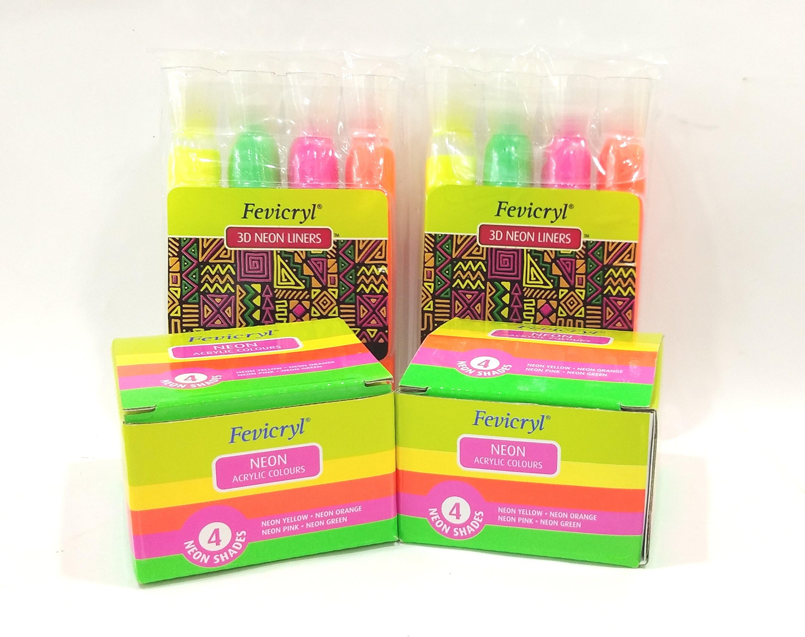Pidilite Fevicryl Neon Colour Kit with 3D Neon Liners - Combo Pack of 2