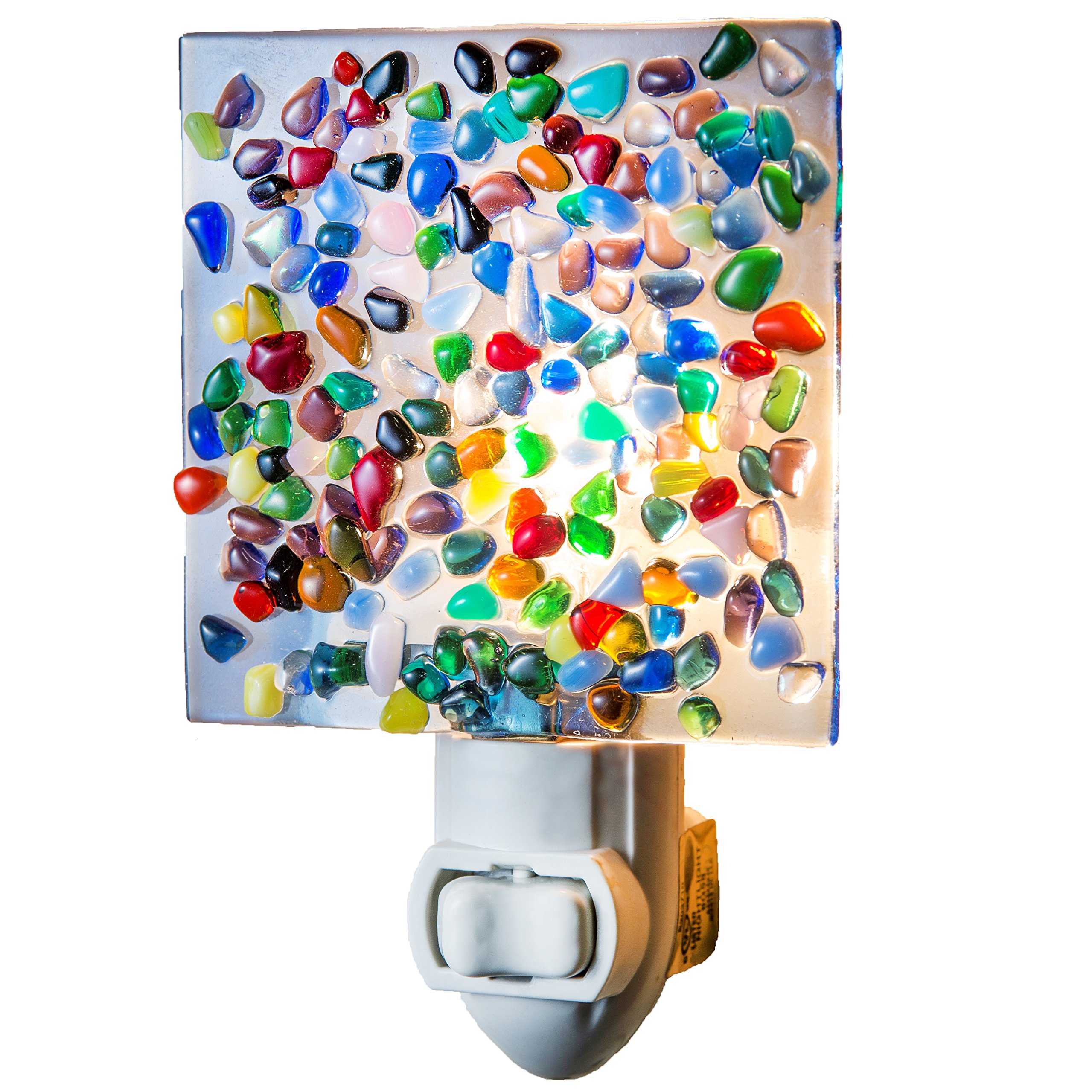 J Devlin NTL 148 Blue Night Light Multi Colored Fused Glass Decorative