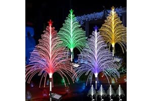 TopVelo Christmas Solar Garden Light 4 Packs with Multi-Colored Change, Auto ON/Off Garden Solar Light, Solar Light for Garden, Porch, Christmas and Festival Decoration (Height: 38Inch)