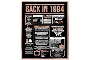 Katie Doodle - 30th Birthday Decorations for Women - 30th Birthday Gifts for Her - 30 Birthday Decorations for Women - 30th Birthday Gifts for Women - 8x10 inch Back-in 1994 Sign (Unframed) Rose Gold