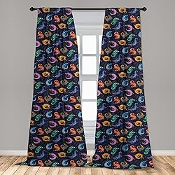 Lunarable Reptile Window Curtains, Colorful