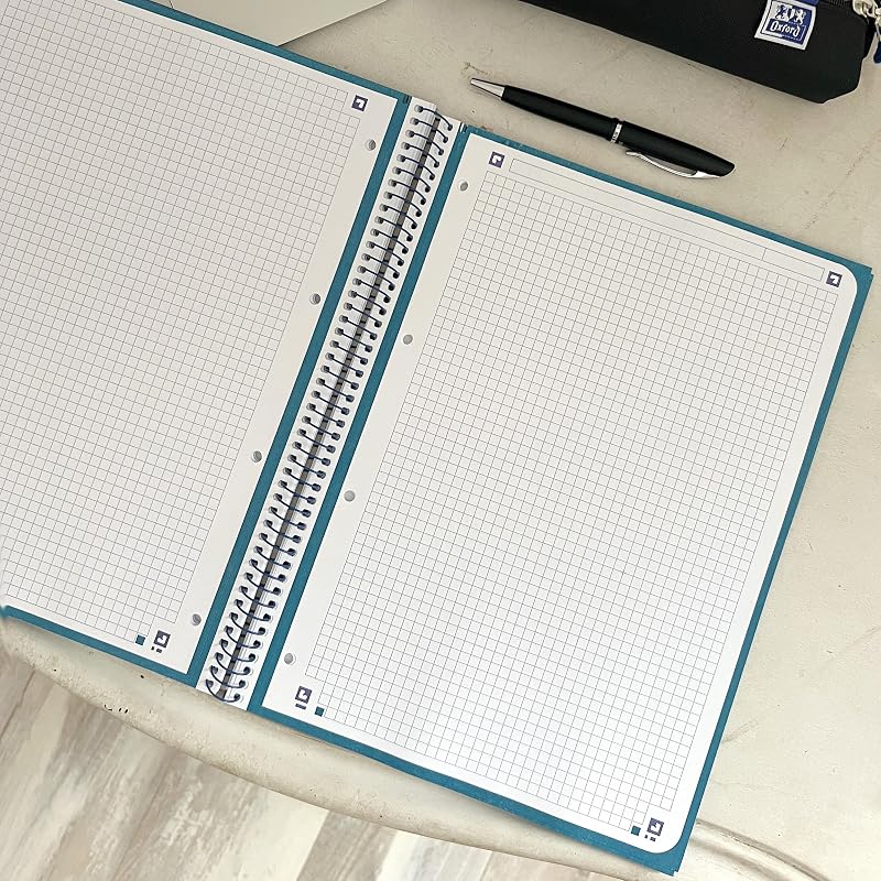 , Cuaderno A4, cuadricula 5x5, tapa extradura, microperforado, libreta A4 Europeanbook 1, color azul oscuro