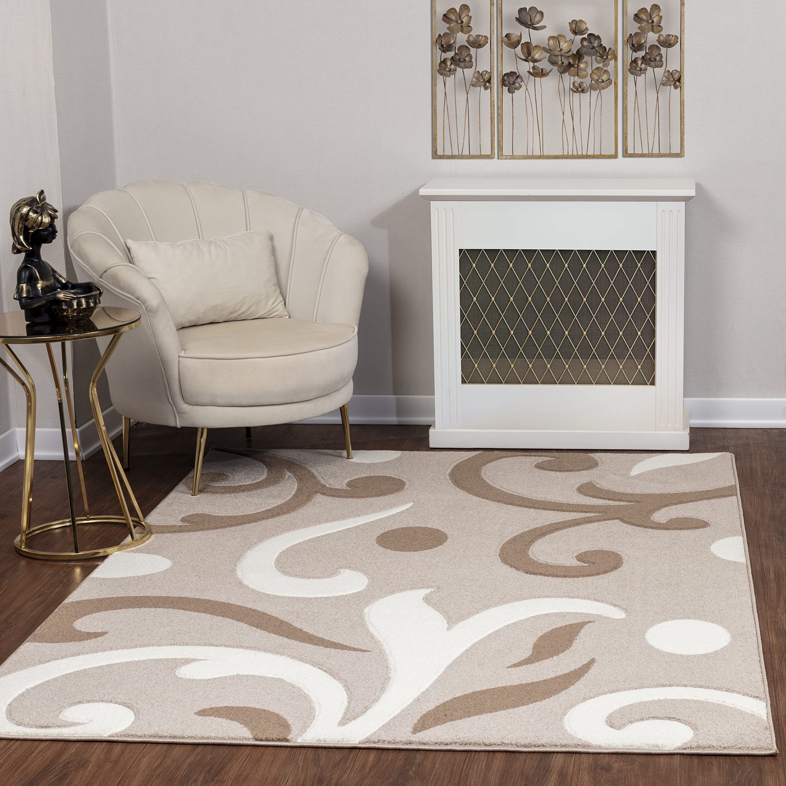 Surya Marseille Modern Rug Runner - Abstract Design in Marble Look for Dining Room, Bedroom, Living Room Rug - Soft Marble Rug Large 80 x 150 cm, White, Grey, Green