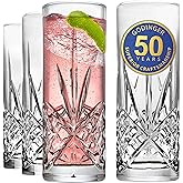 Godinger Tall Beverage Glasses Collins All Purpose Drinking Glasses- Dublin Collection, SET OF 4