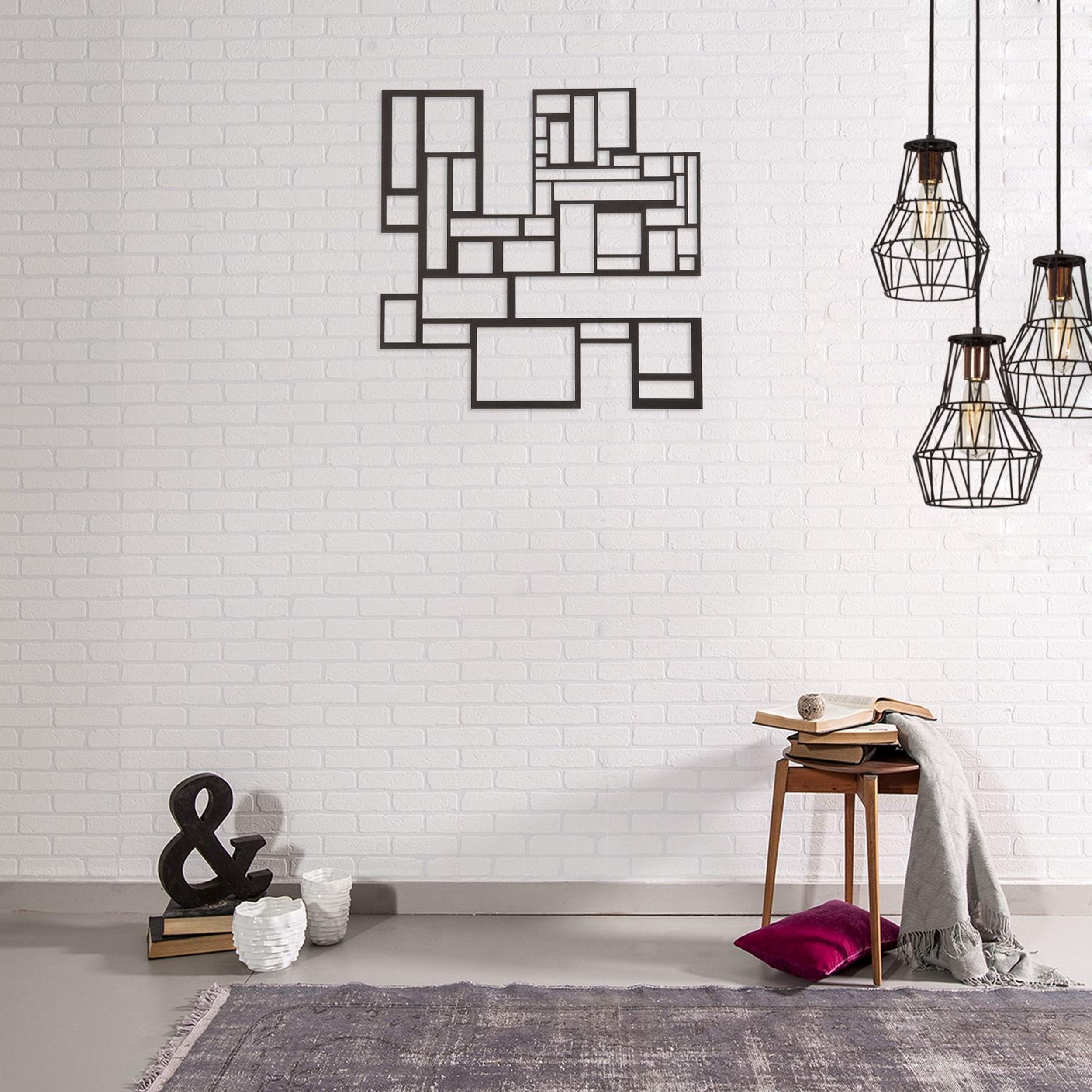 Homemania Wall Decoration, Steel, Black, 50 x 0.15 x 50 cm