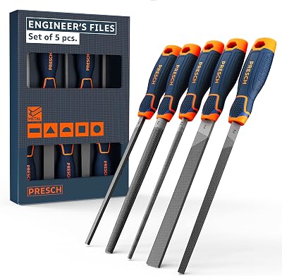 PRESCH Presch File Set 5 pcs High Quality Metal File Set Flat Half Round Round