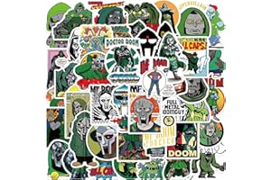 BERFLYTER 50Pcs Hip-Hop Singer MF Doom Themes Waterproof Stickers for Gifts Water Bottles Cup Laptop Bike Skateboard Luggage Box Vinyl Graffiti Patches BRJHSL