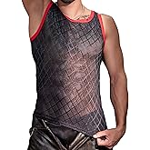 SEAUR Men's Tank Top Mesh Sleeveless Sexy See Through T Shirts Athletic Gym​ Workout Running Tops