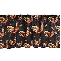 Ambesonne Farm Window Valance, Warm Colored Curled