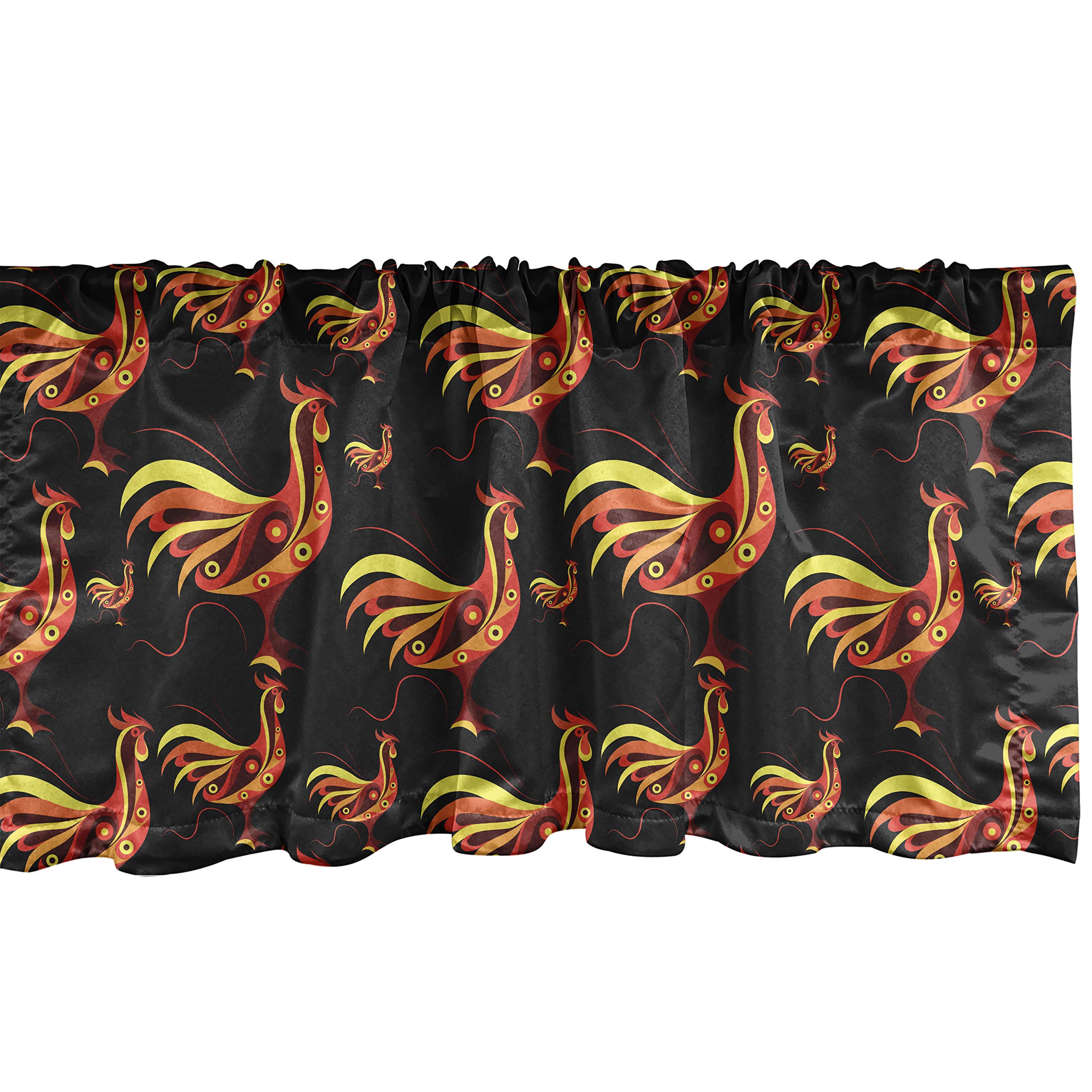 Ambesonne Farm Window Valance, Warm Colored Curled
