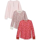 Amazon Essentials Girls and Toddlers' Long-Sleeve Knit Thermal T-Shirts, Pack of 3