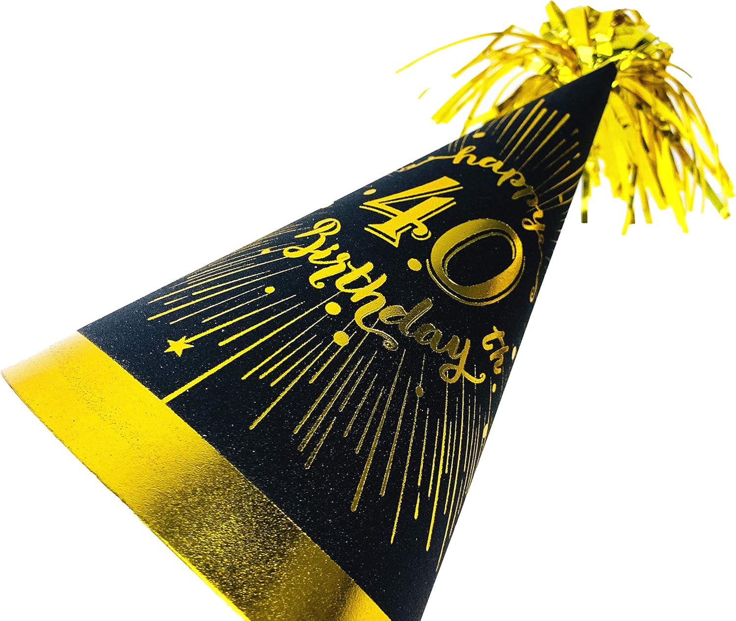 40th birthday decorations gold hats - cone hats with gold glitter cardstock, black gold theme 40th birthday party supplies. 40th birthday party favors. 6 Count: Clothing