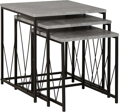 Seconique Athens Nest Of Tables Concrete One Size Amazon Co Uk Kitchen Home