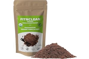 FITNCLEAN HERBS AND SPICES 2oz Organic Madagascar Vanilla Bean Powder. Certified USDA Organic. Raw Natural Pure Unsweetened No Additives NON-GMO. Ground whole Gourmet Pods by FITNCLEAN VANILLA