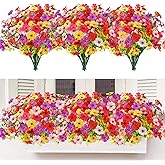 MACTING Artificial Flowers for Outdoors 12 Bundles Faux Outdoor Plants UV Resistant Fake Plastic Flowers No Fade for Planters Patio Porch Garden Home Indoor Outside Summer Decorations(Mix Color-2)