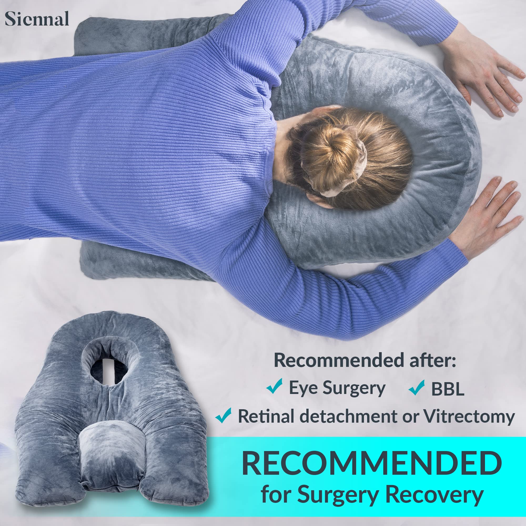 Face Down Pillow for Sleeping - for BBL or Eye Surgery Recovery - Prone Pillow for Vitrectomy, Retinal Surgery or Home Massages - CertiPUR-US® Certified Shredded Memory Foam
