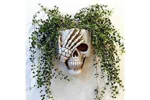 Dolkgy Skull Wall Planter for Home Décor, Resin Skeleton Gothic Planter for Indoor Outdoor Plants Decorations, White Hanging Skull Vase Unique Spooky Face Flower Pot Head Planters