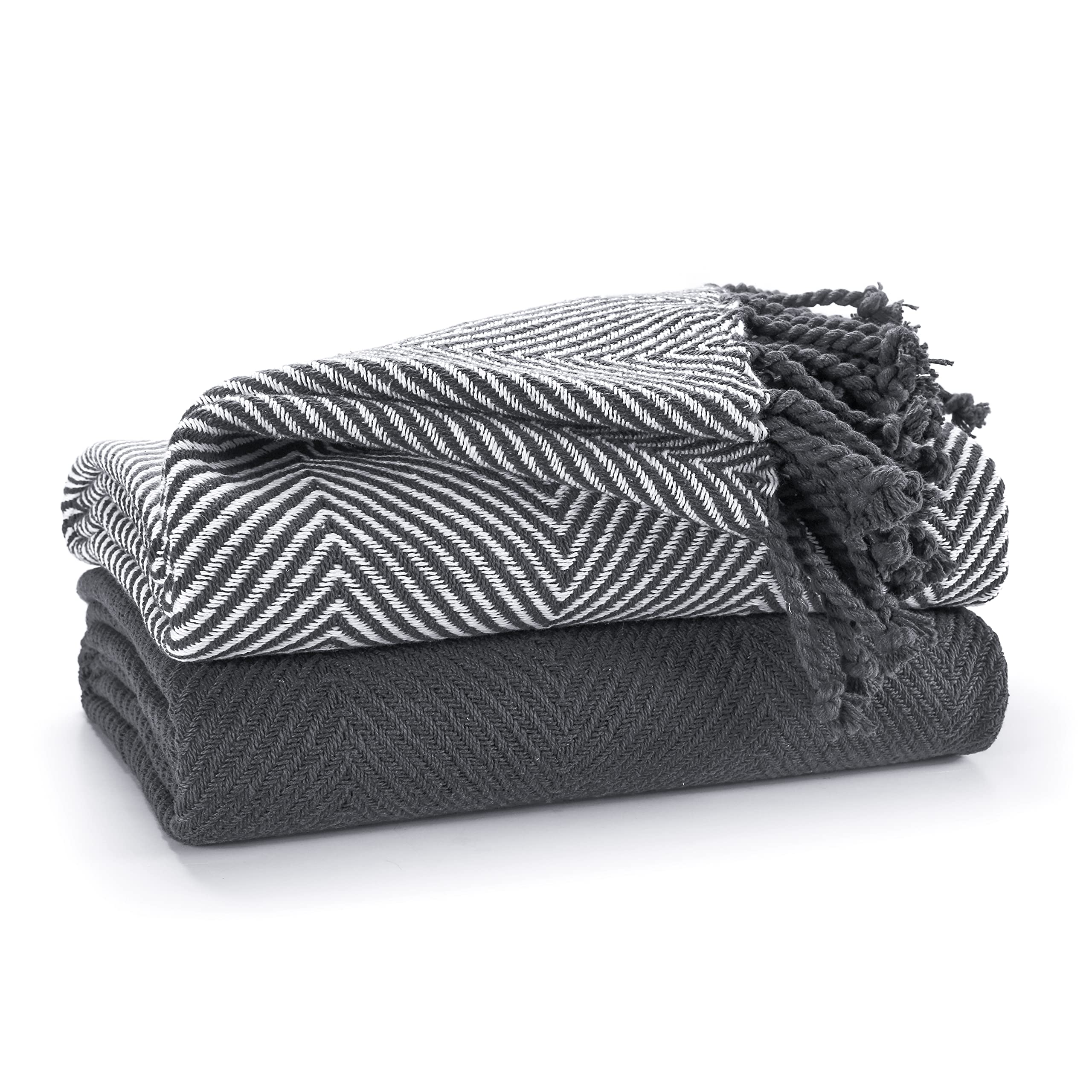 EHC Luxury Throws for Sofa Cover Couch Blanket Pack of 2, Grey Throw -125x150cm โ image 1